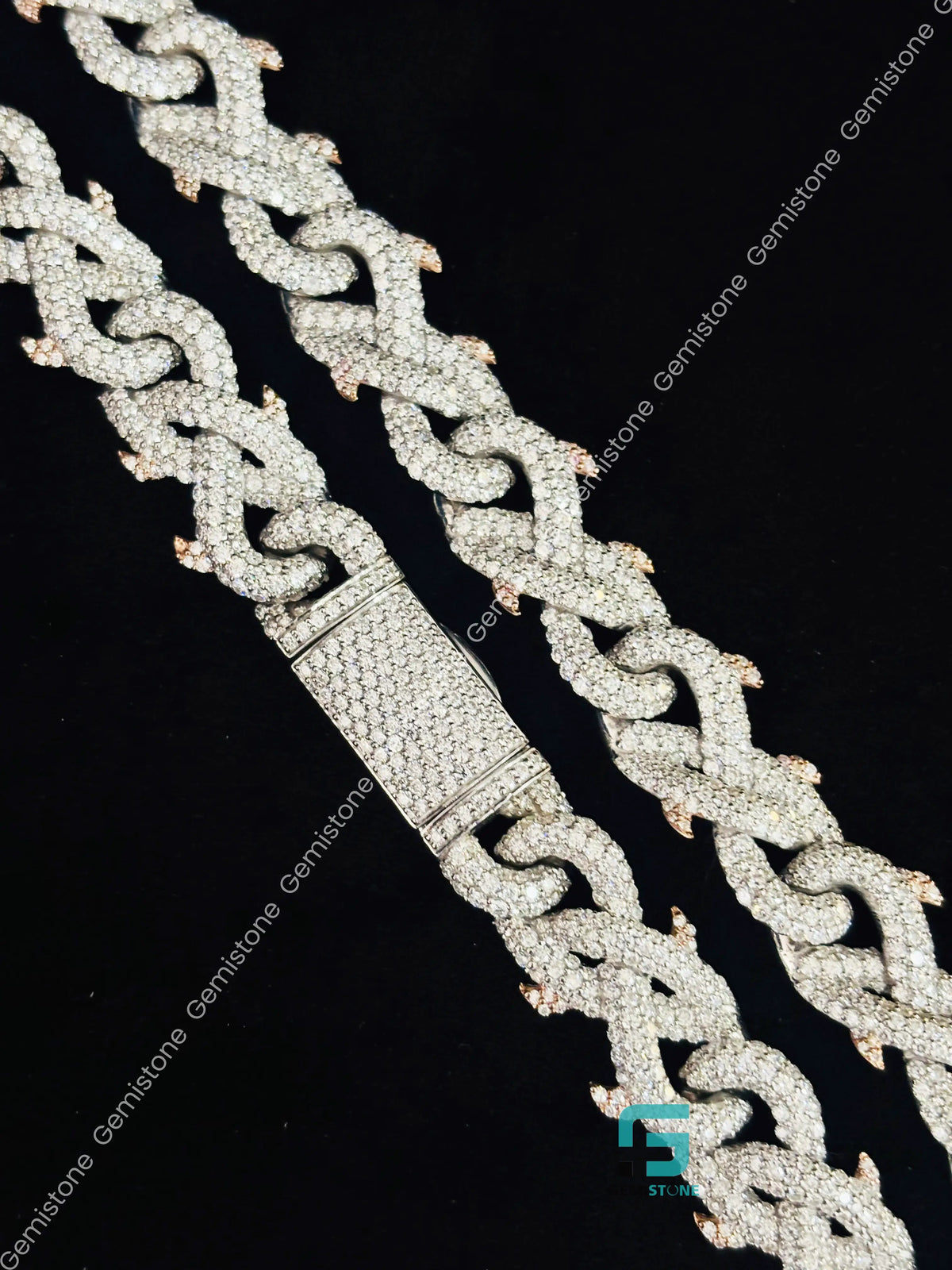 13MM Cuban Link Thorn Crown Moissanite Chain For Men