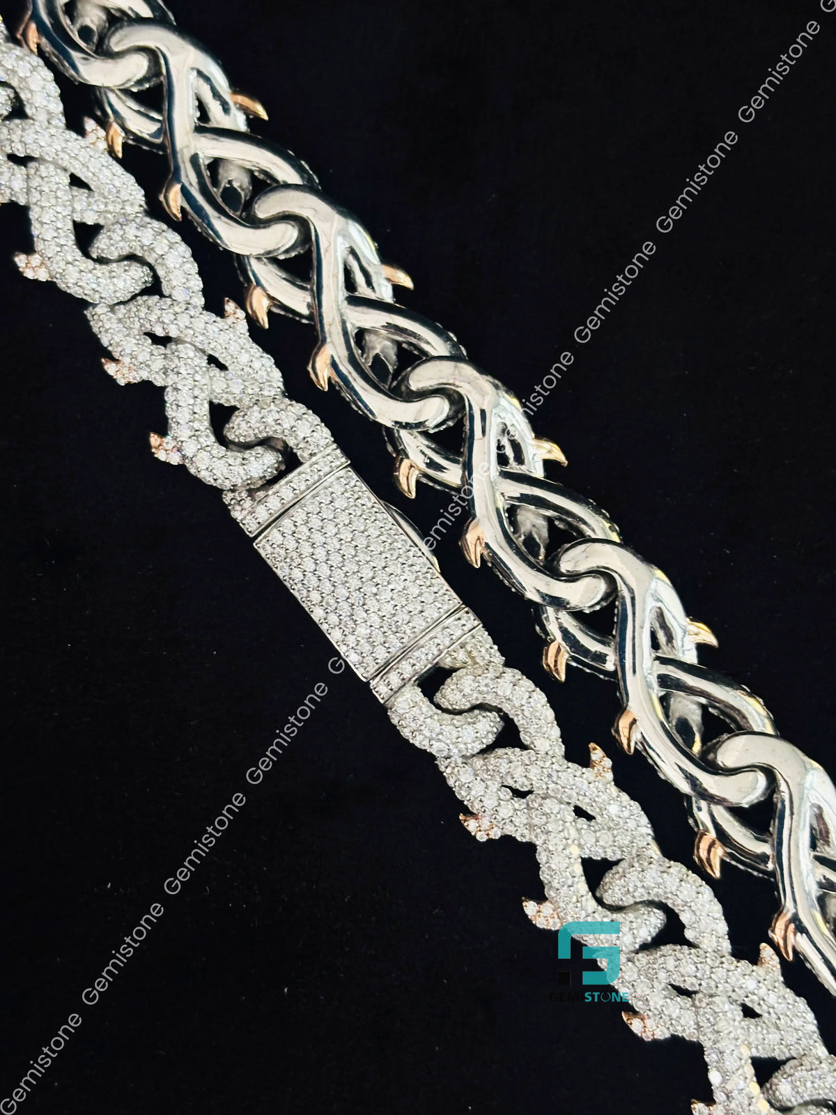 13MM Cuban Link Thorn Crown Moissanite Chain For Men