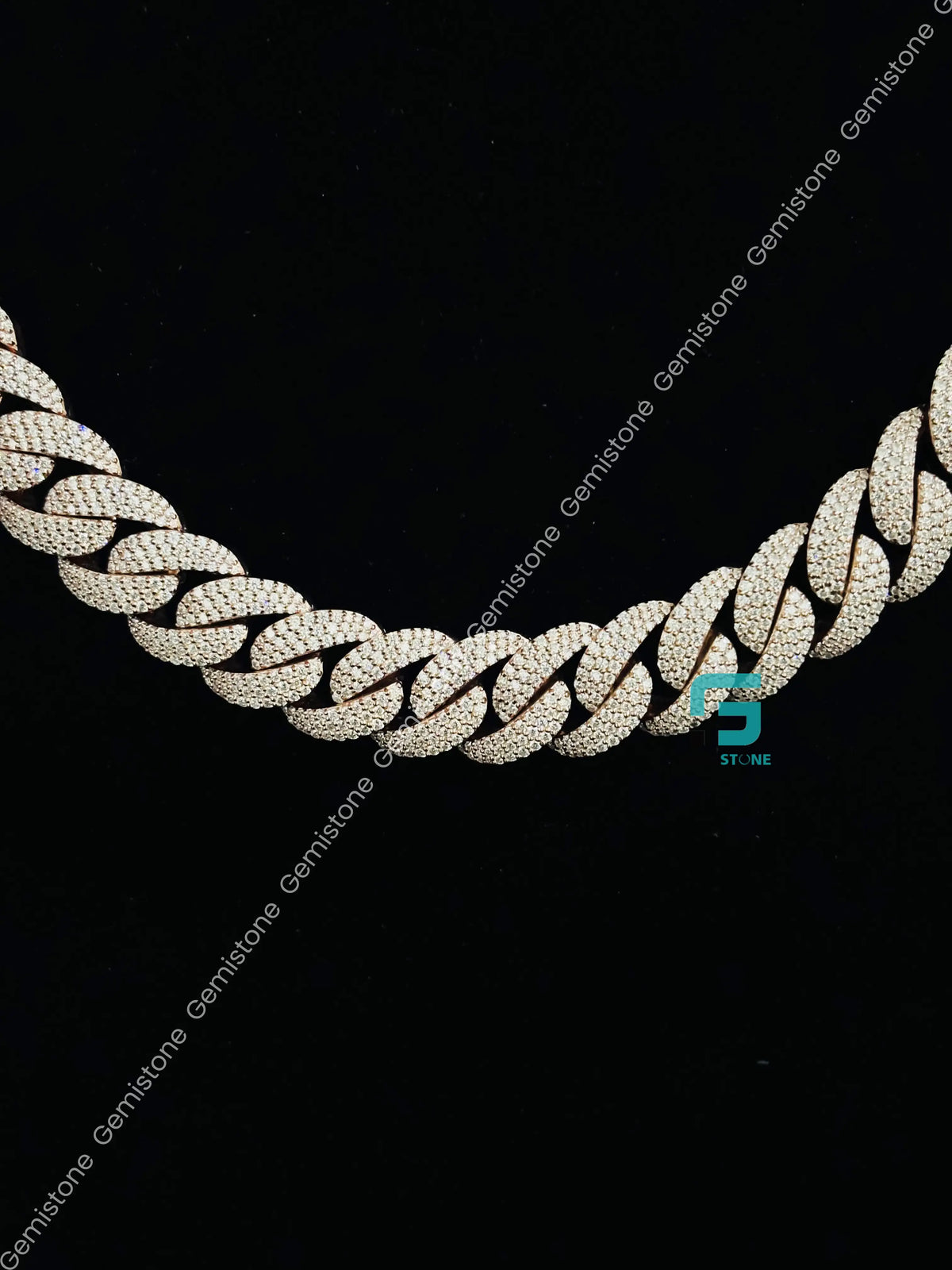 14MM Iced Out Custom Name Clasp Moissanite Cuban Link Chain