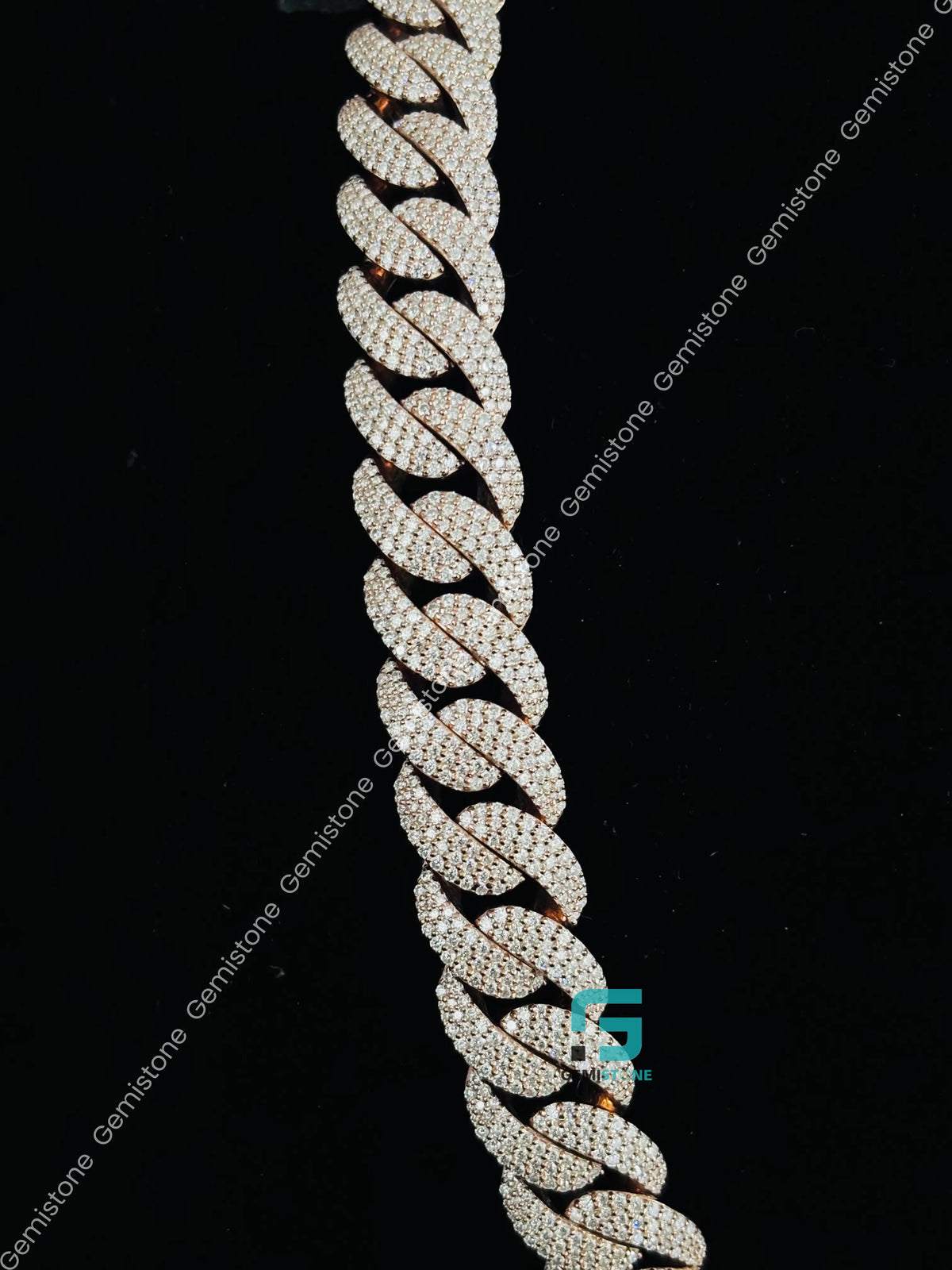 14MM Iced Out Custom Name Clasp Moissanite Cuban Link Chain