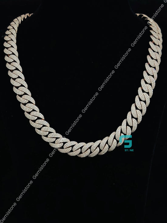 14MM Iced Out Custom Name Clasp Moissanite Cuban Link Chain
