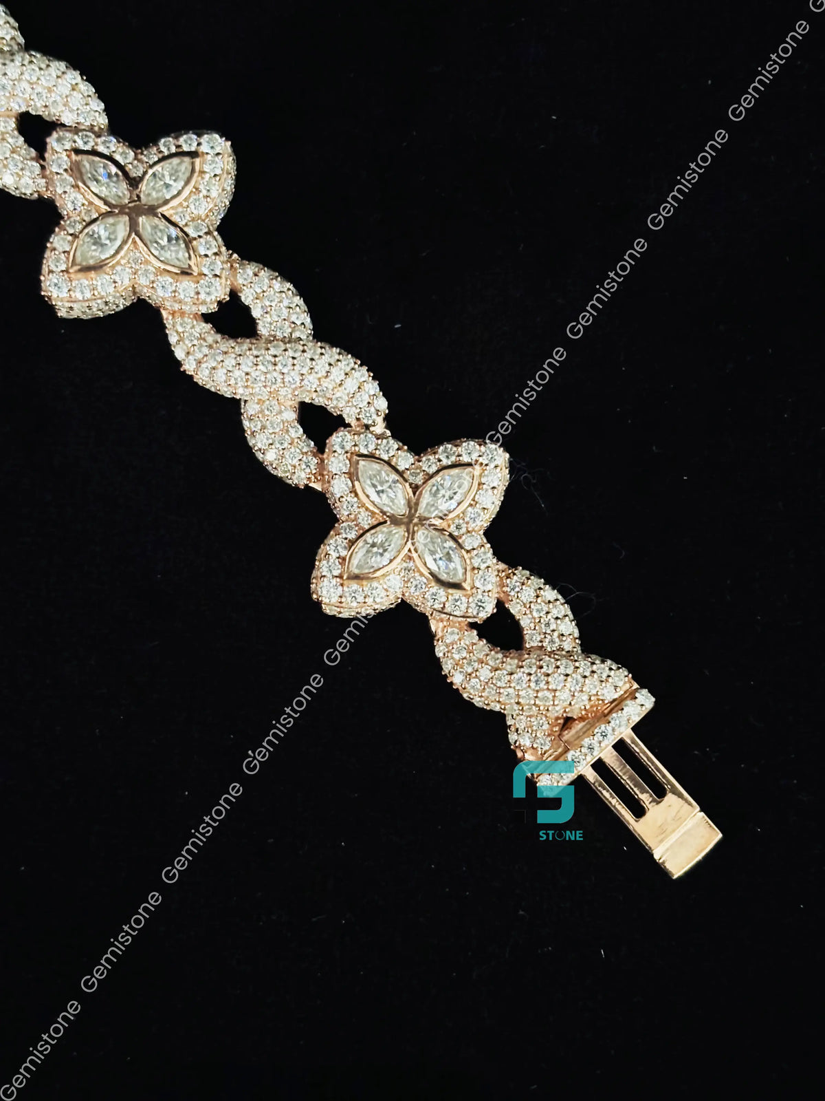 20MM Infinity Link Clover Moissanite Marquise Iced Out Bracelet