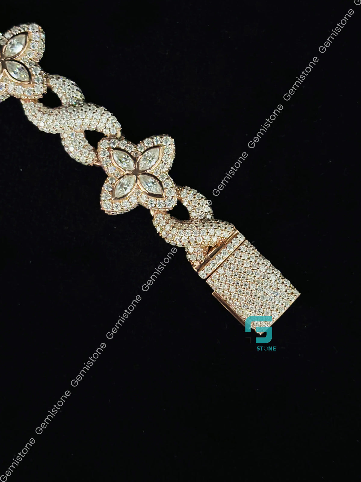 20MM Infinity Link Clover Moissanite Marquise Iced Out Bracelet