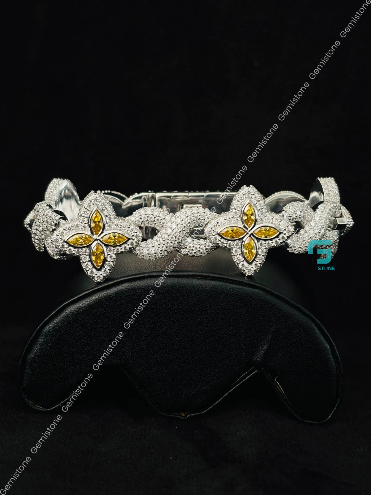 20MM Clover Moissanite Yellow Marquise Infinity Link Bracelet