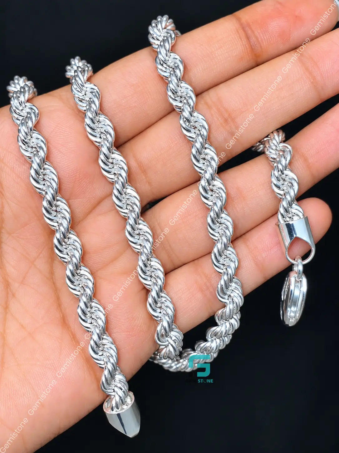 925 Sterling Silver 5MM Rope Plain Chain For Men