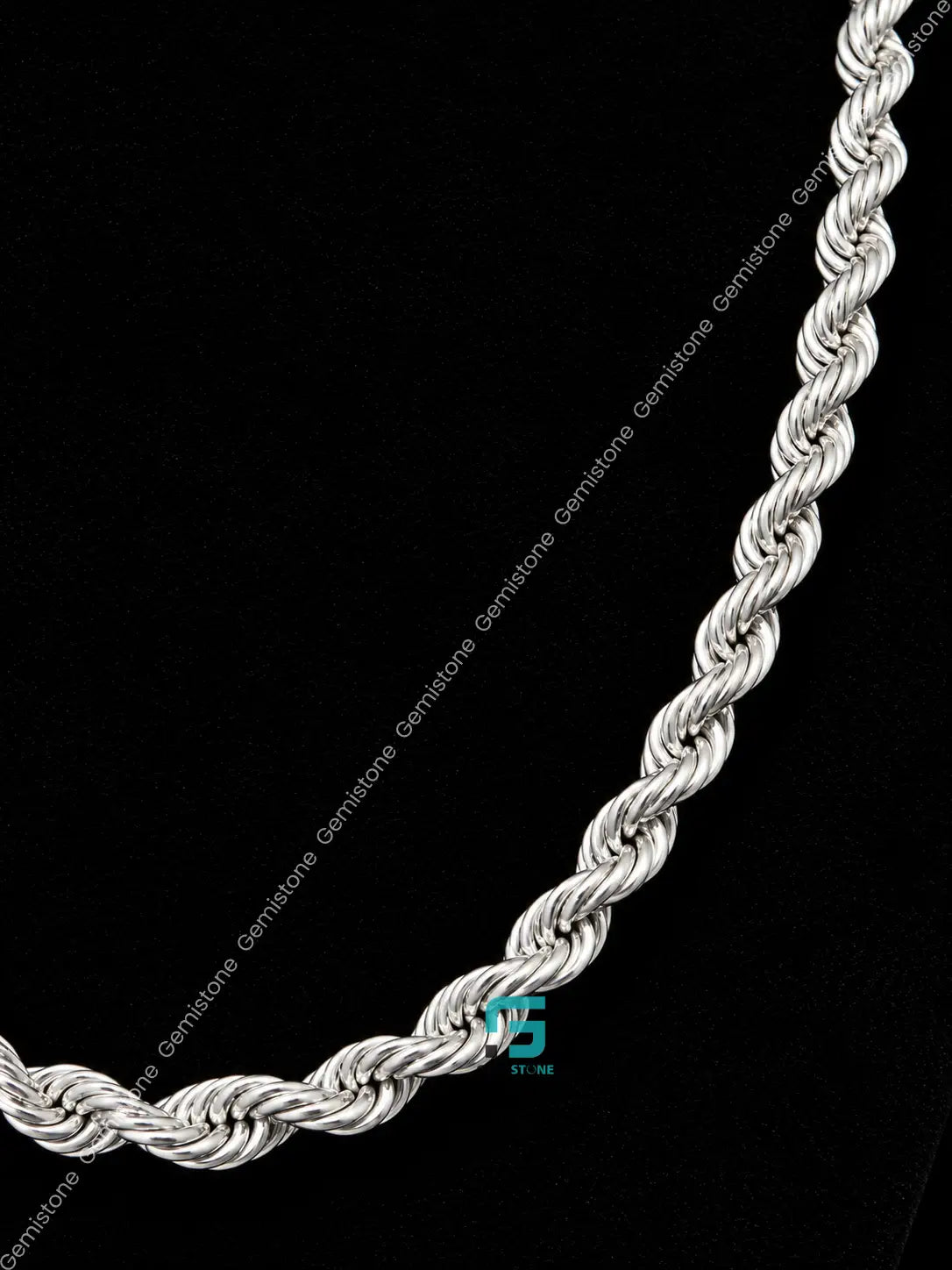 925 Sterling Silver 5MM Rope Plain Chain For Men