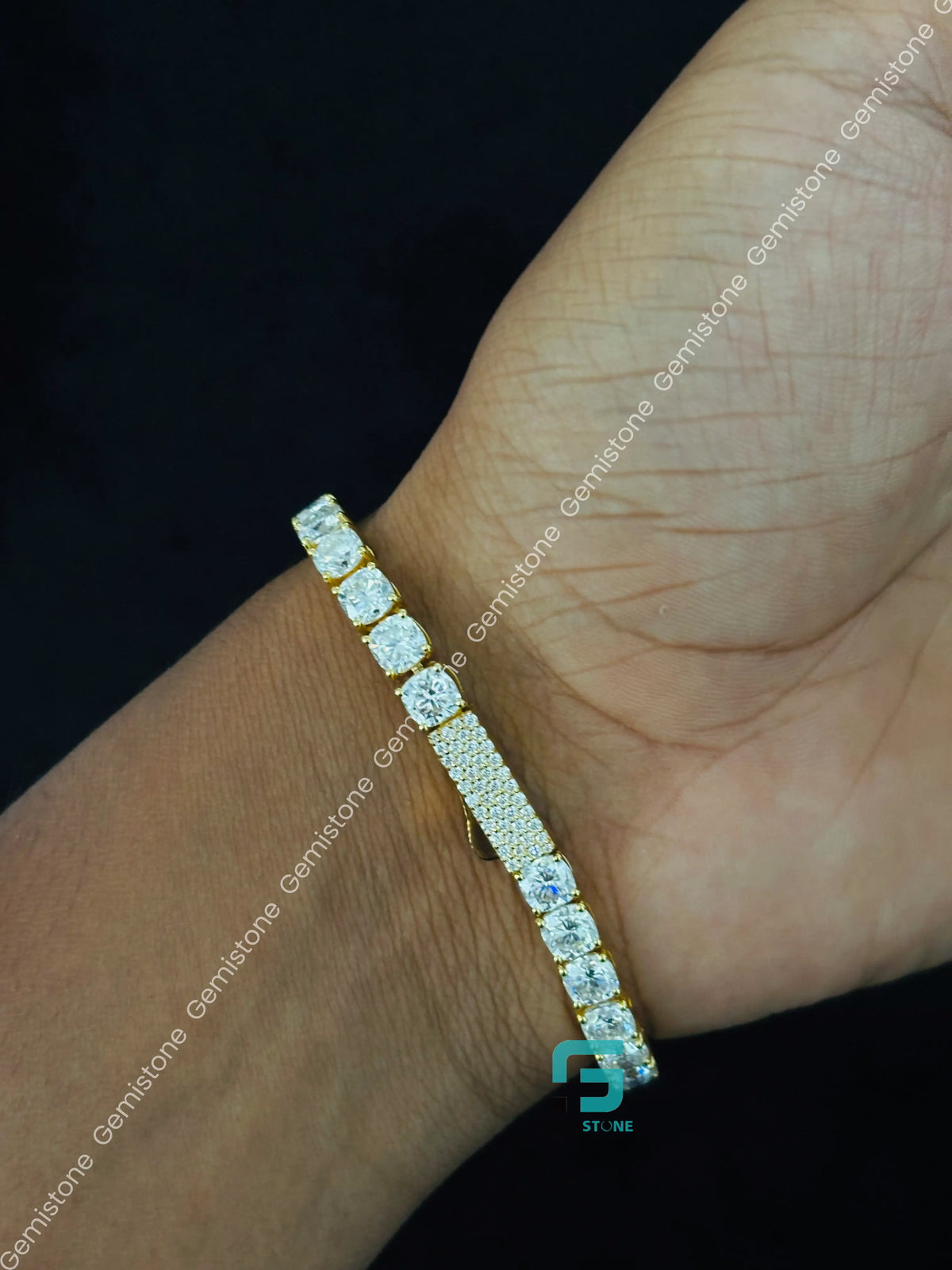 5MM Cushion Cut Moissanite Tennis Bracelet in 925 Silver