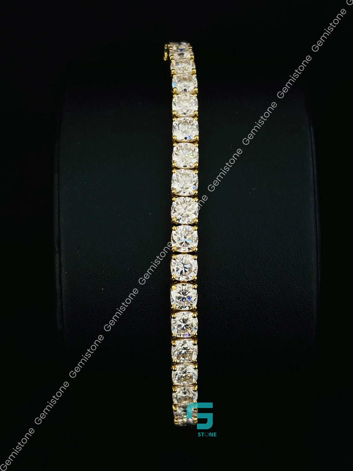 5MM Cushion Cut Moissanite Tennis Bracelet in 925 Silver