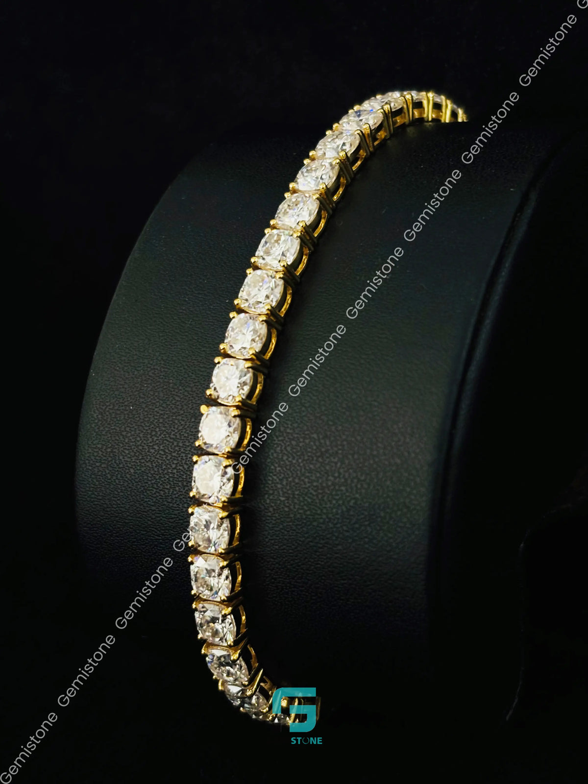 5MM Cushion Cut Moissanite Tennis Bracelet in 925 Silver