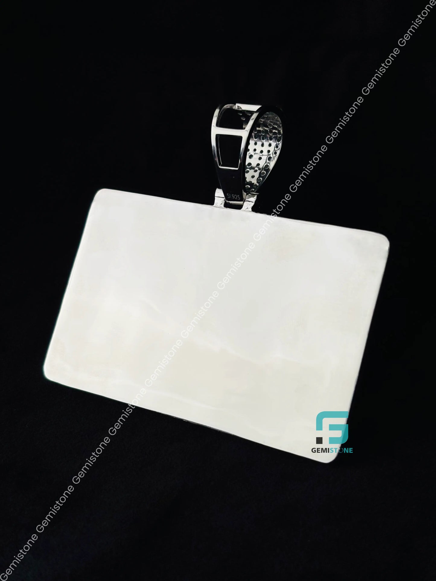925 Sterling Silver ATM Card Iced Out Moissanite Pendant