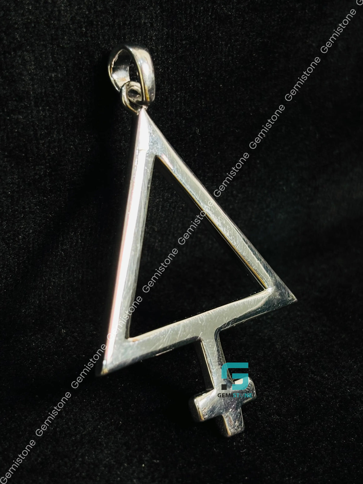 Solid 925 Sterling Silver Alchemy Sulfur Pendant For Unisex