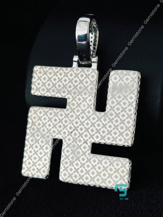 Baguette & Round Swastik Moissanite Iced Out Pendant