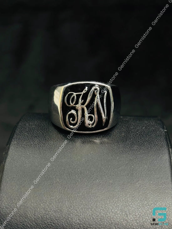 Custom Alaphabet Letter 925 Sterling Silver Ring For Men