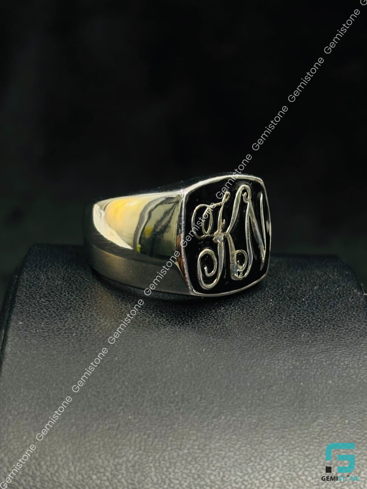 Custom Alaphabet Letter 925 Sterling Silver Ring For Men