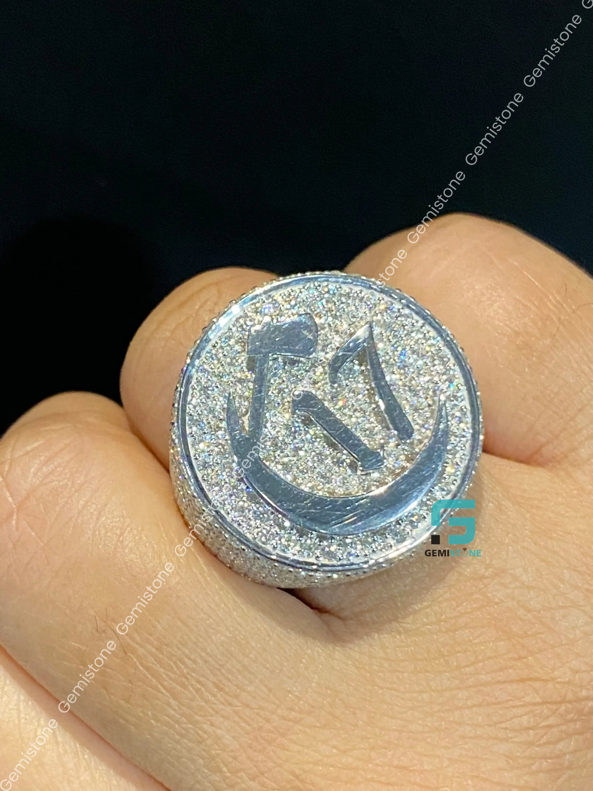 C 17 Studded Moissanite Hip Hop Moissanite Rappers Ring