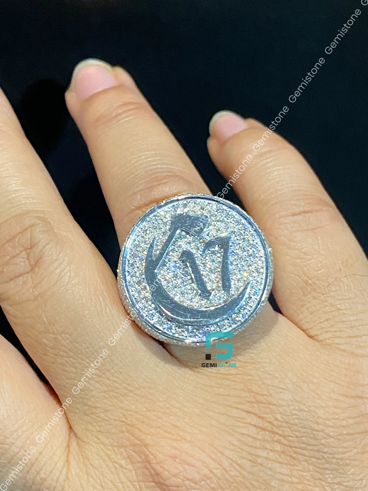 C 17 Studded Moissanite Hip Hop Moissanite Rappers Ring