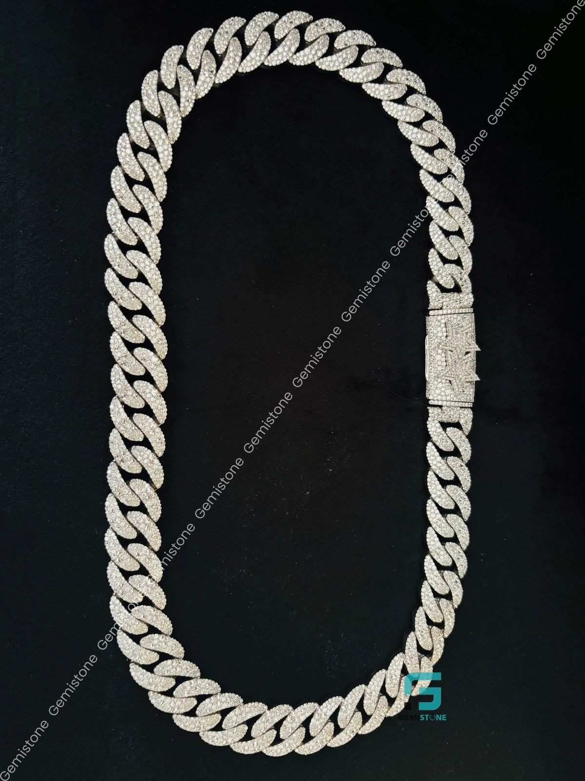 18MM Cuban Link Star Shape Clasp Moissanite Rappers Chain