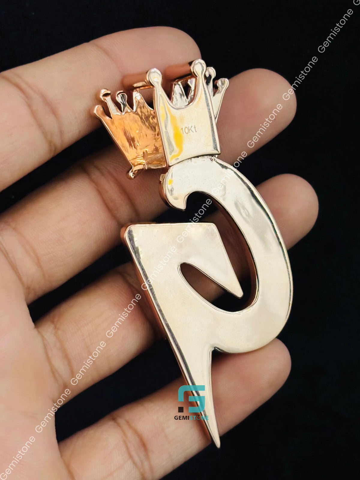 925 Silver Alphabet Letter Moissanite Crown Iced Out Pendant