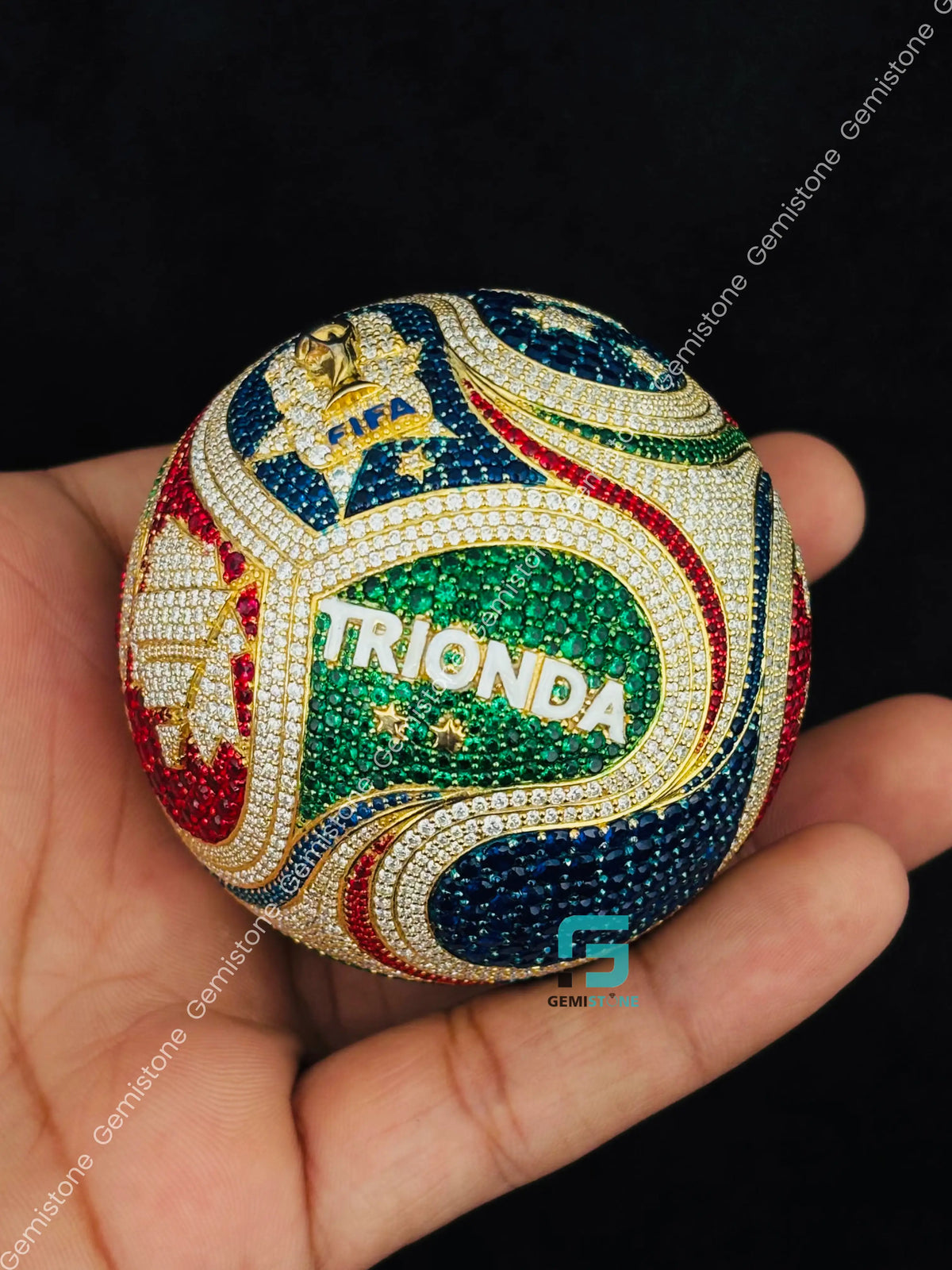 Multi Color Stone FIFA World Cup Style Moissanite TRIONDA Ball Pendant