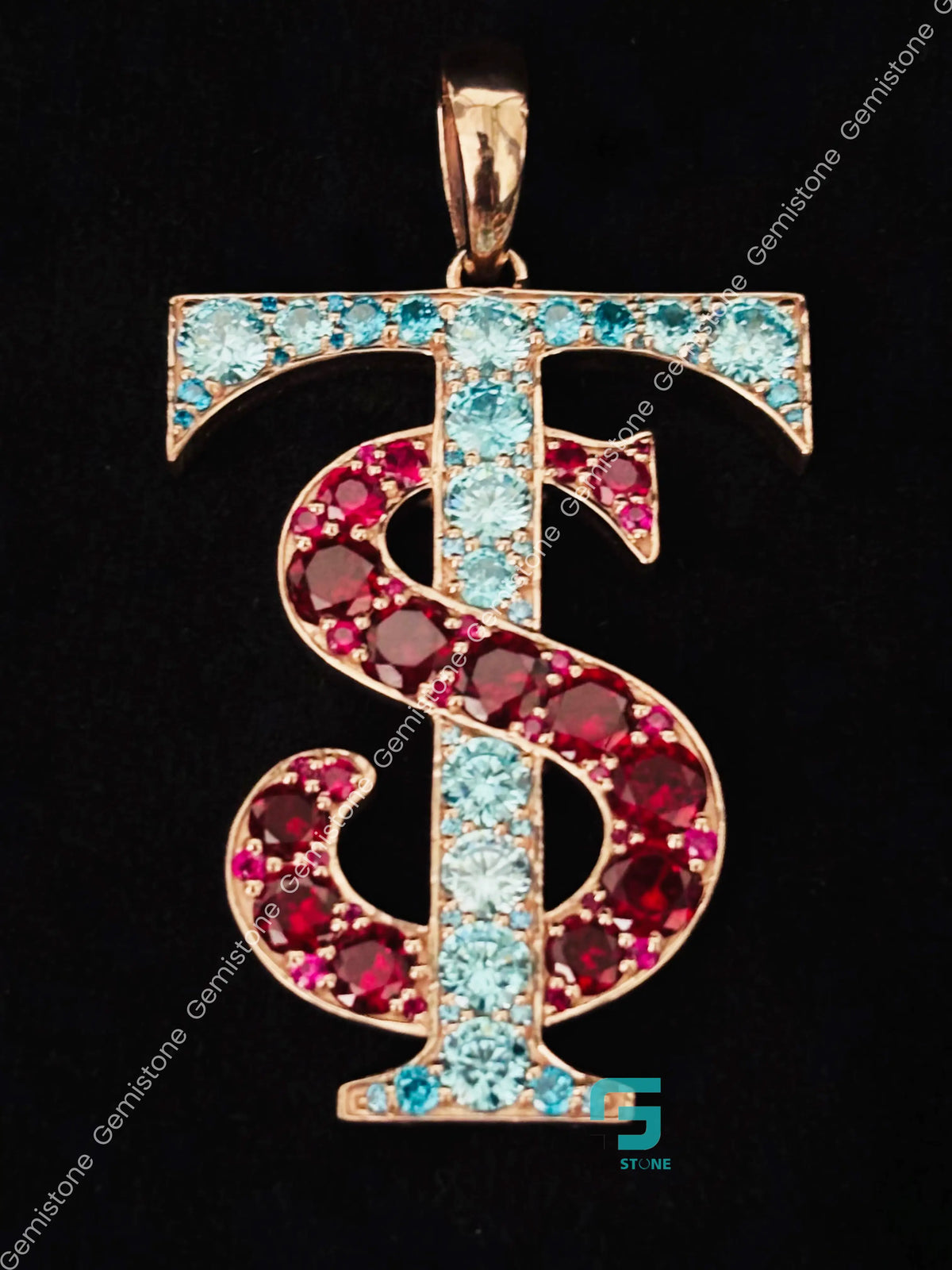Custom Alphabet Letter Color Diamond Bust Down Pendant