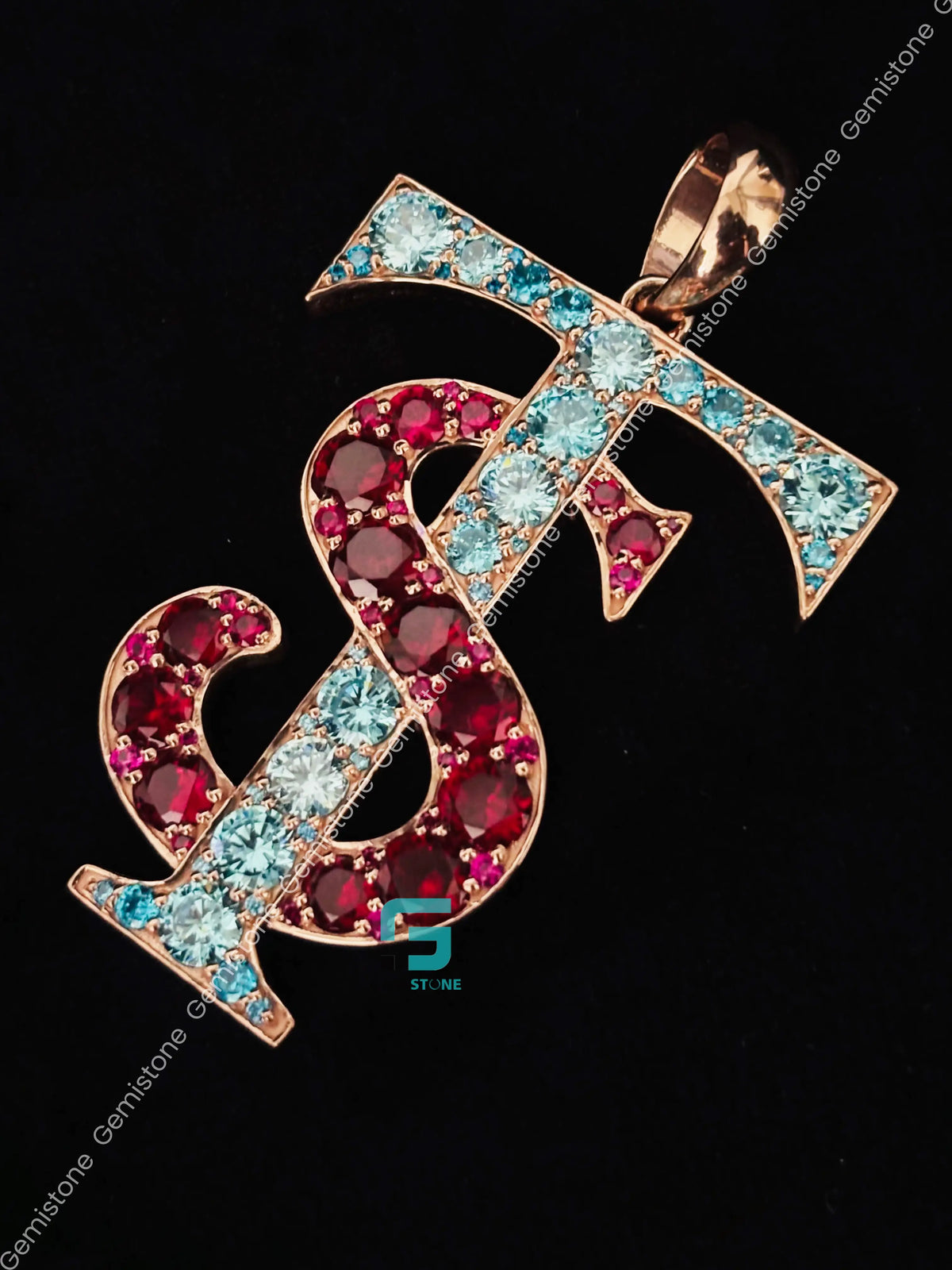 Custom Alphabet Letter Color Diamond Bust Down Pendant