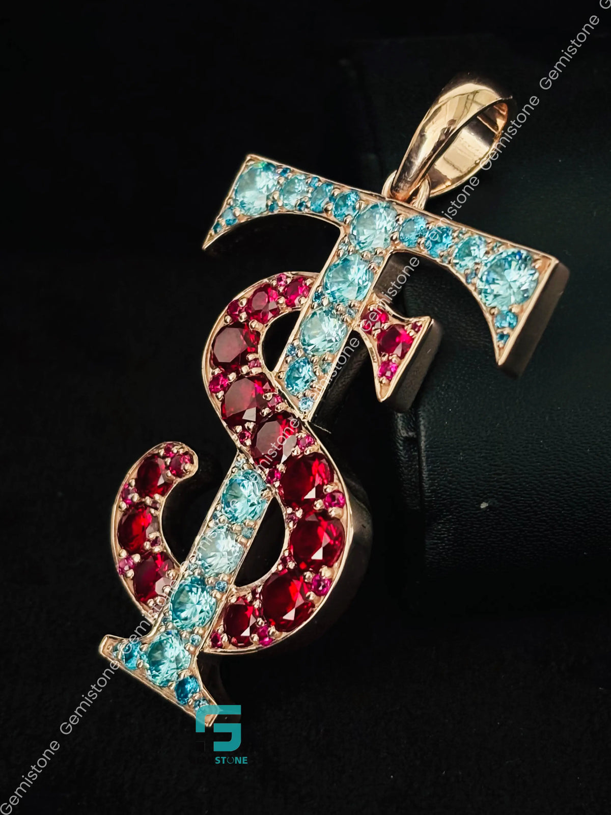 Custom Alphabet Letter Color Diamond Bust Down Pendant