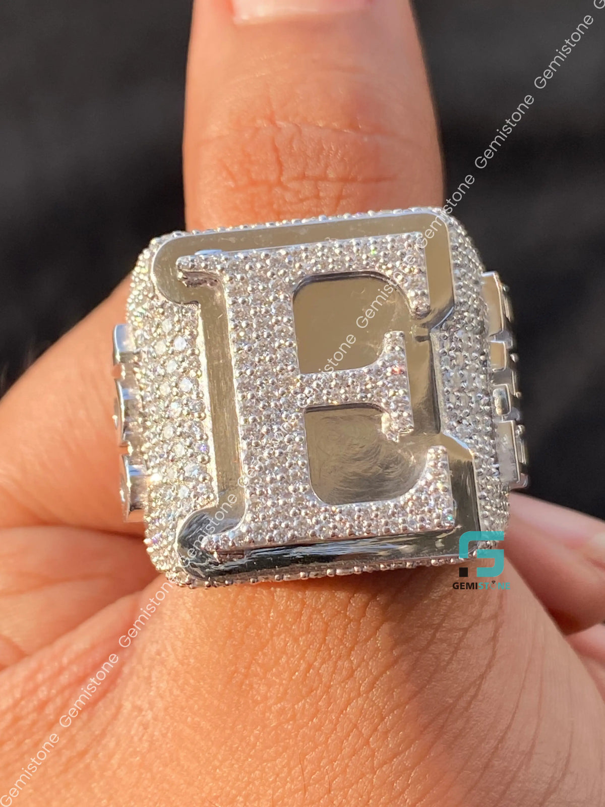 Custom Letter and Number Moissanite Iced Out Ring