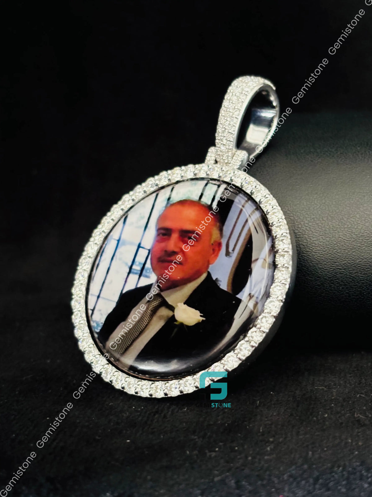 Big Bezel Custom Memory Photo Moissanite Iced Out Pendant