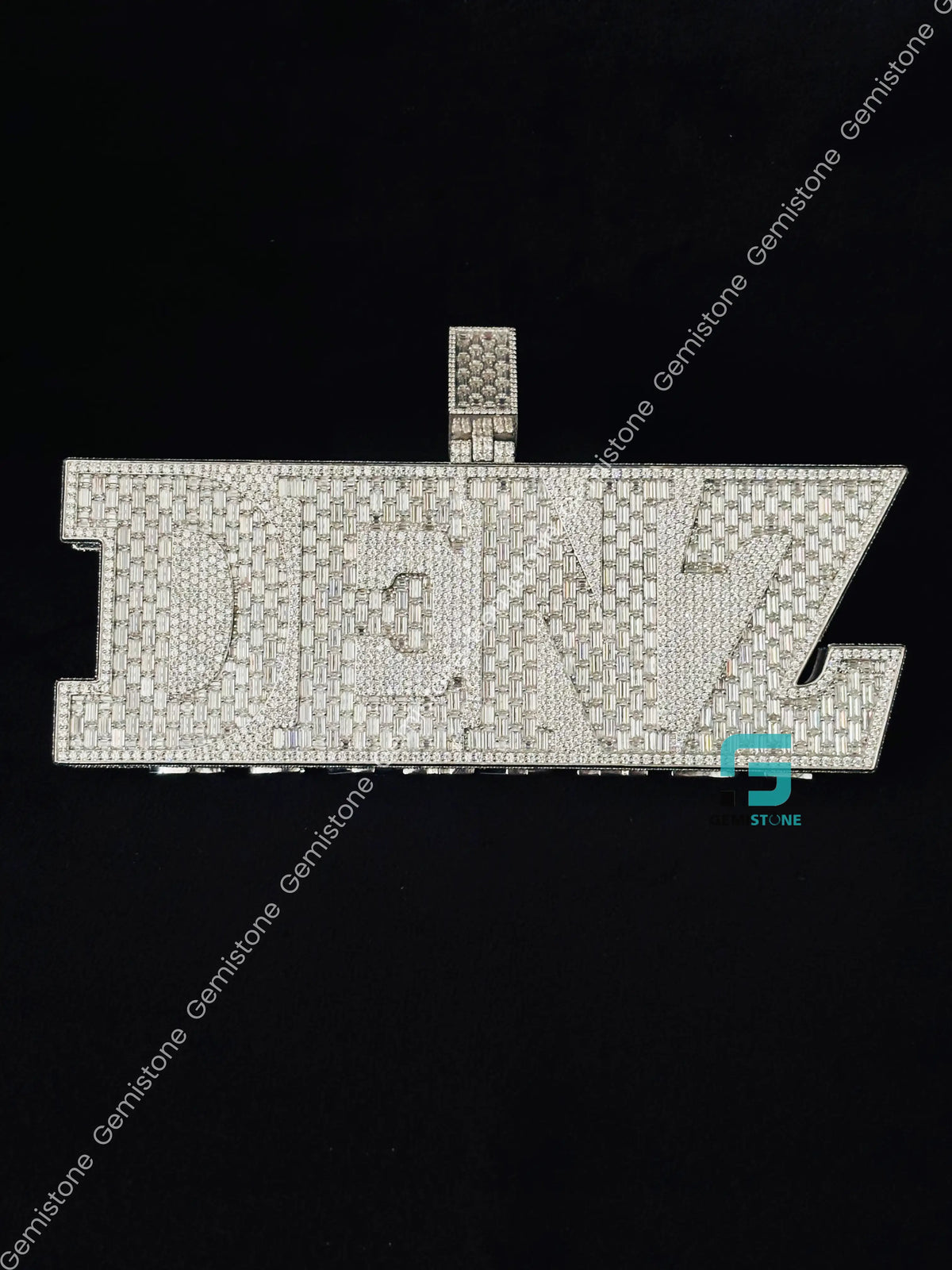 Baguette & Round Moissanite Name DENZ Rappers Pendant