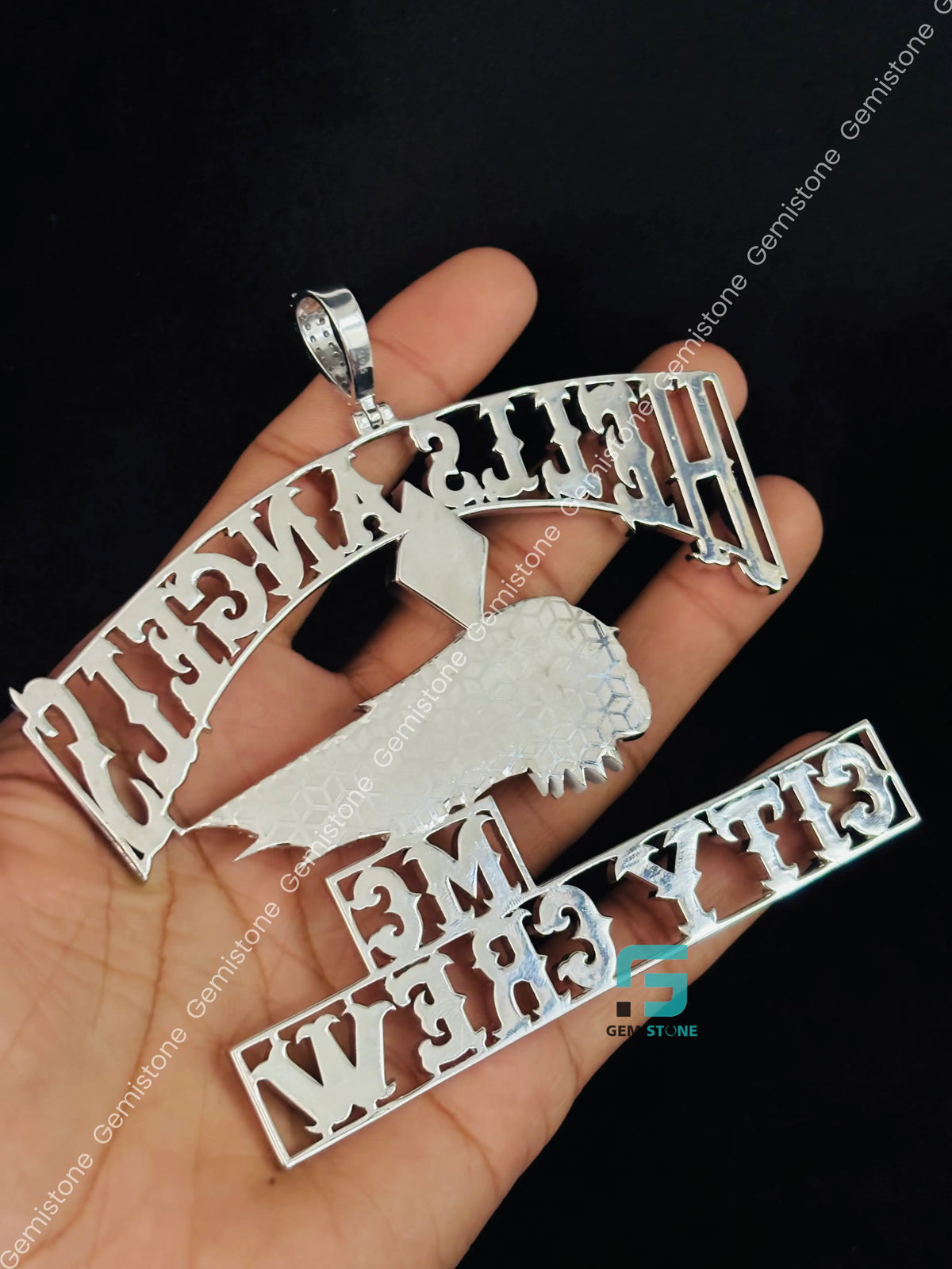 Iced Out Custom Initial Name With Cartoon Moissanite Pendant