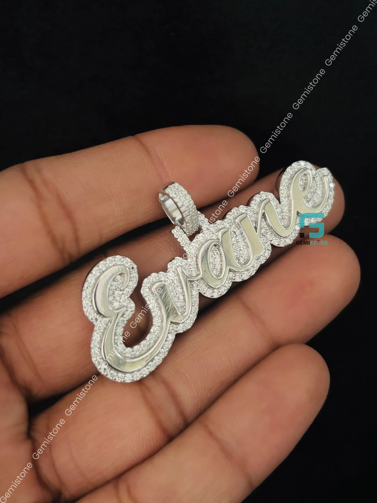 EVANE Initial Name VVS Moissanite Charm Pendant in 925 Silver