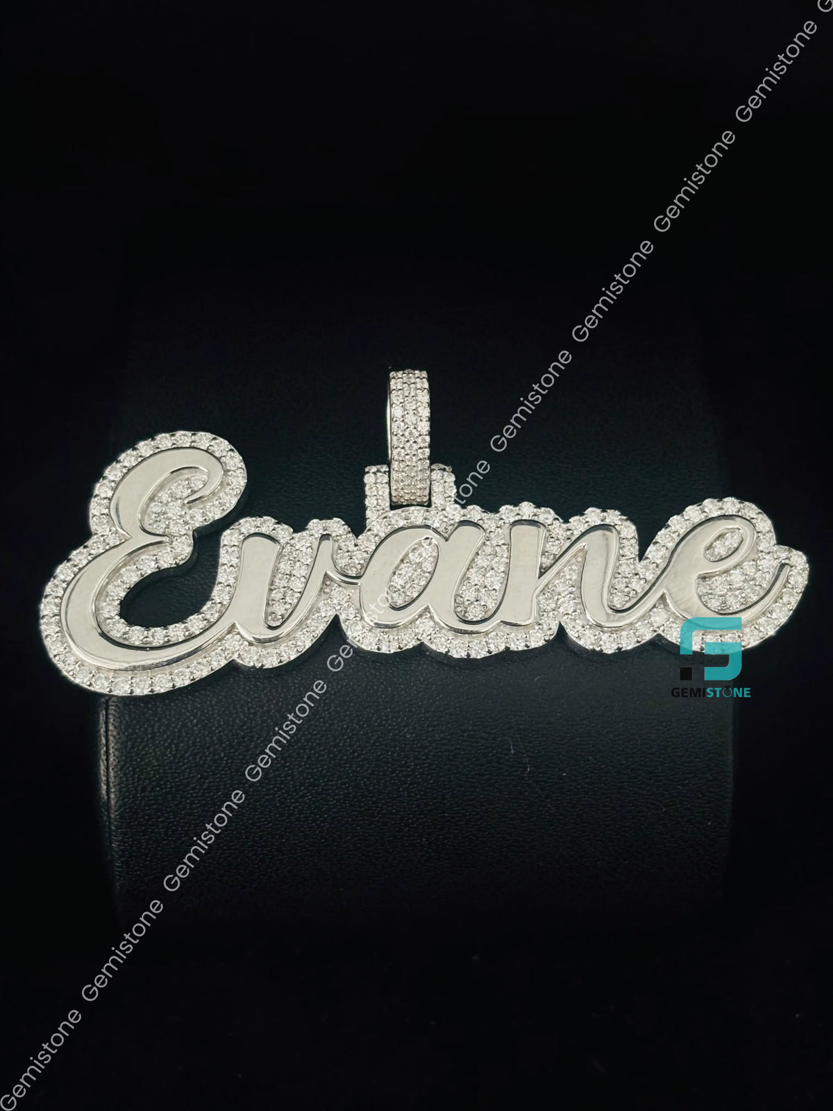 EVANE Initial Name VVS Moissanite Charm Pendant in 925 Silver