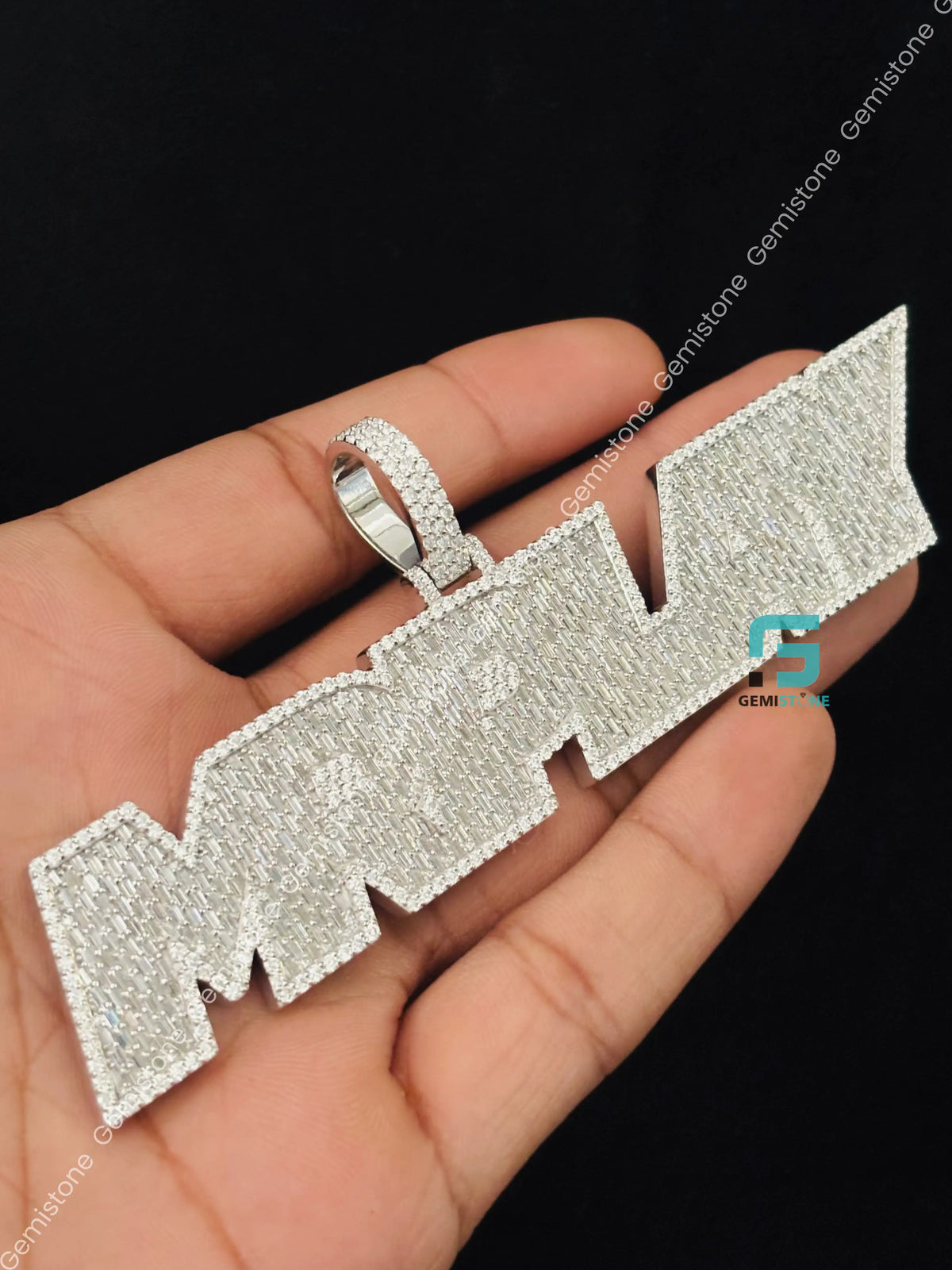 Custom Iced Out MRPLAY Name Moissanite Bust Down Pendant