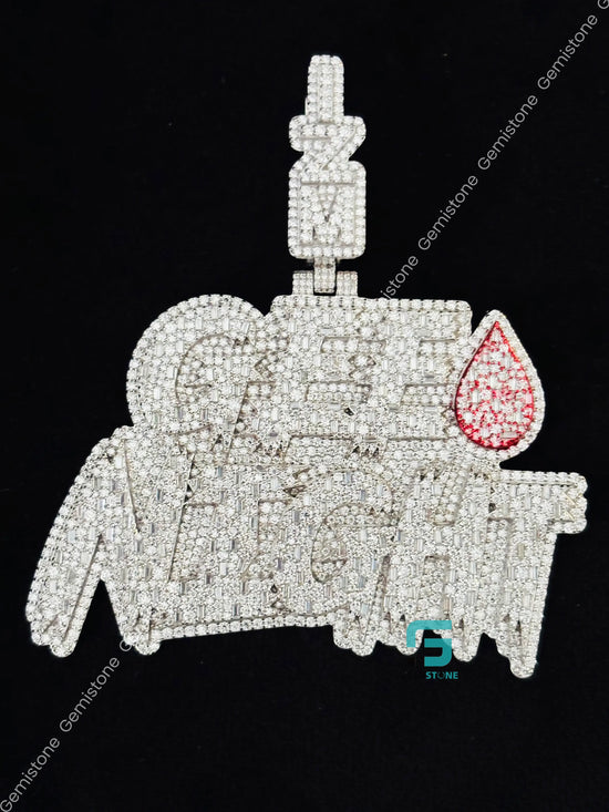 925 Silver Intial Name GEE NIGHT Moissanite Iced Out Pendant
