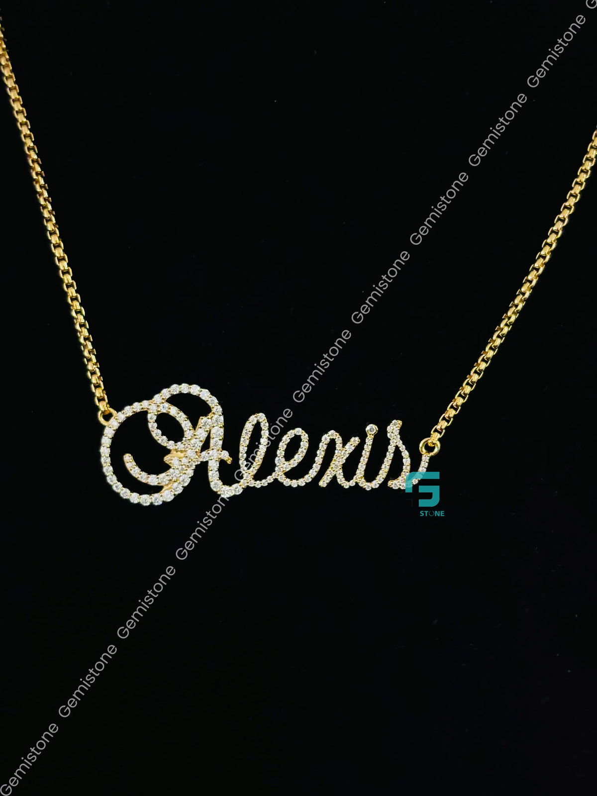 925 Silver Custom Initial Name Moissanite Pendant Necklace