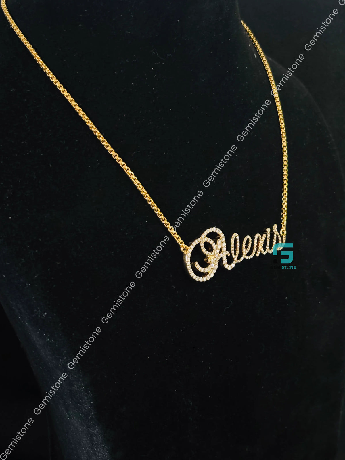 925 Silver Custom Initial Name Moissanite Pendant Necklace