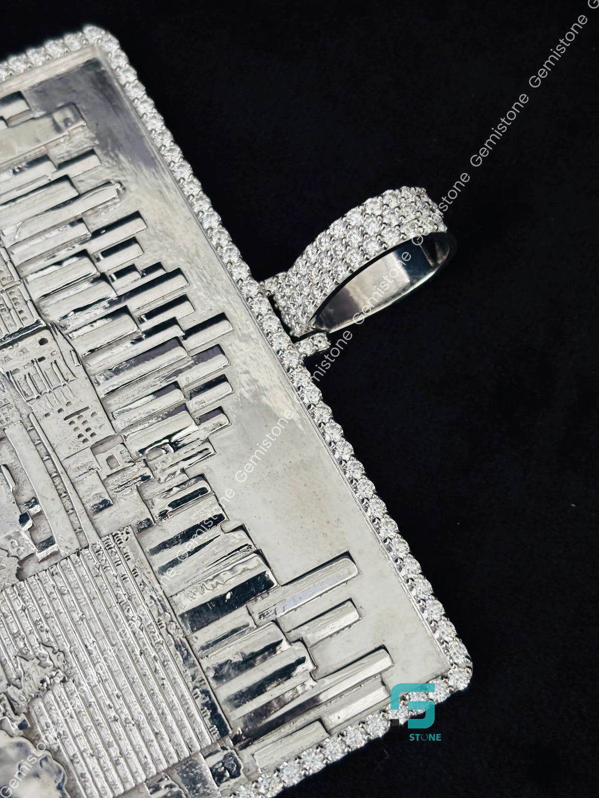 Custom Moissanite City Pendant in 925 Sterling Silver