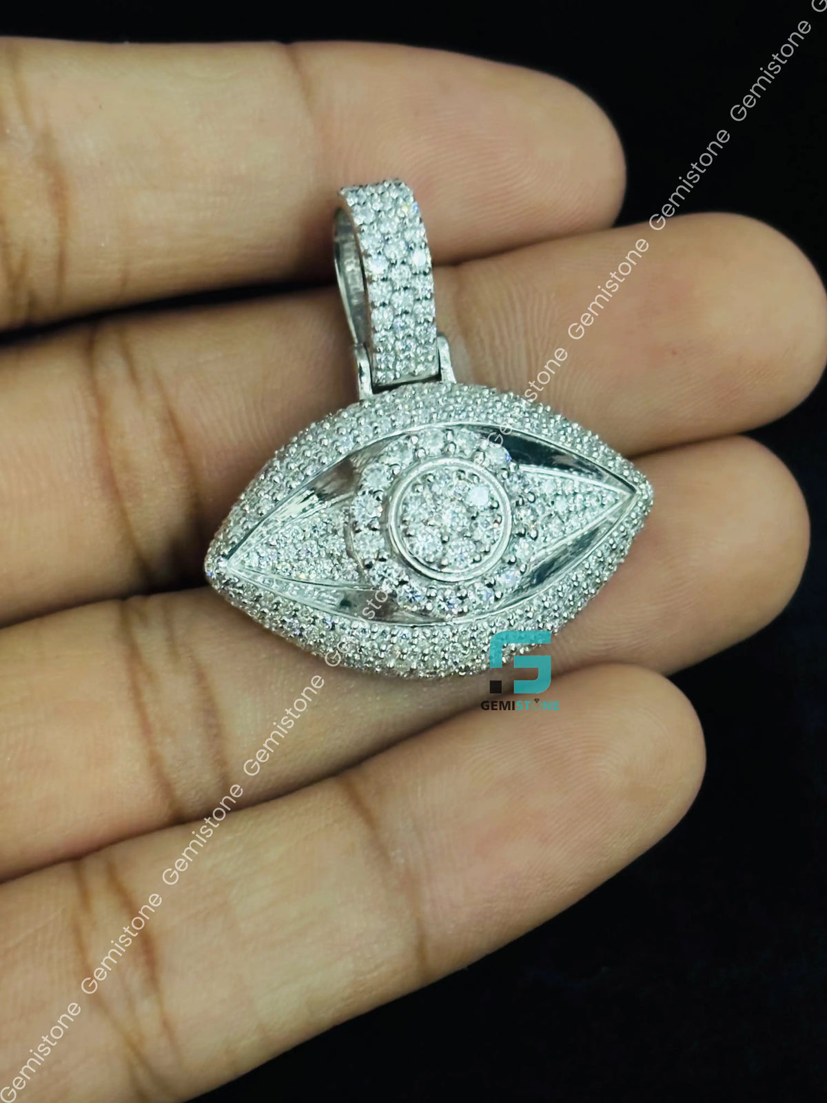 Custom VVS Moissanite Evil Eye Religious Charm Pendant