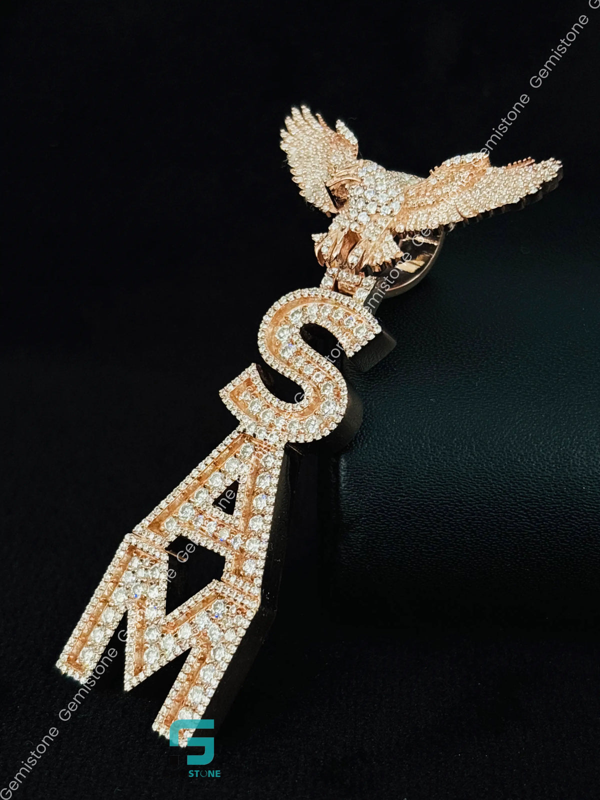 Eagle Bird Moissanite Hip Hop Custom Name Pendant For Men