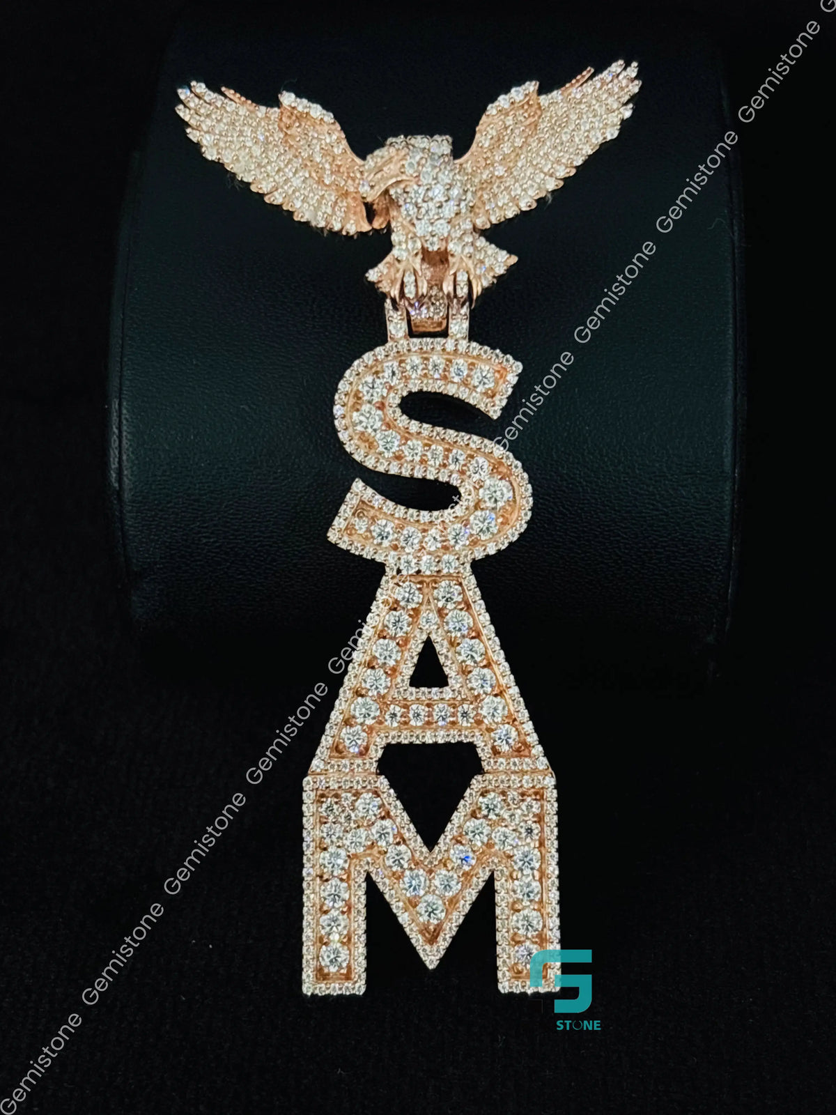 Eagle Bird Moissanite Hip Hop Custom Name Pendant For Men
