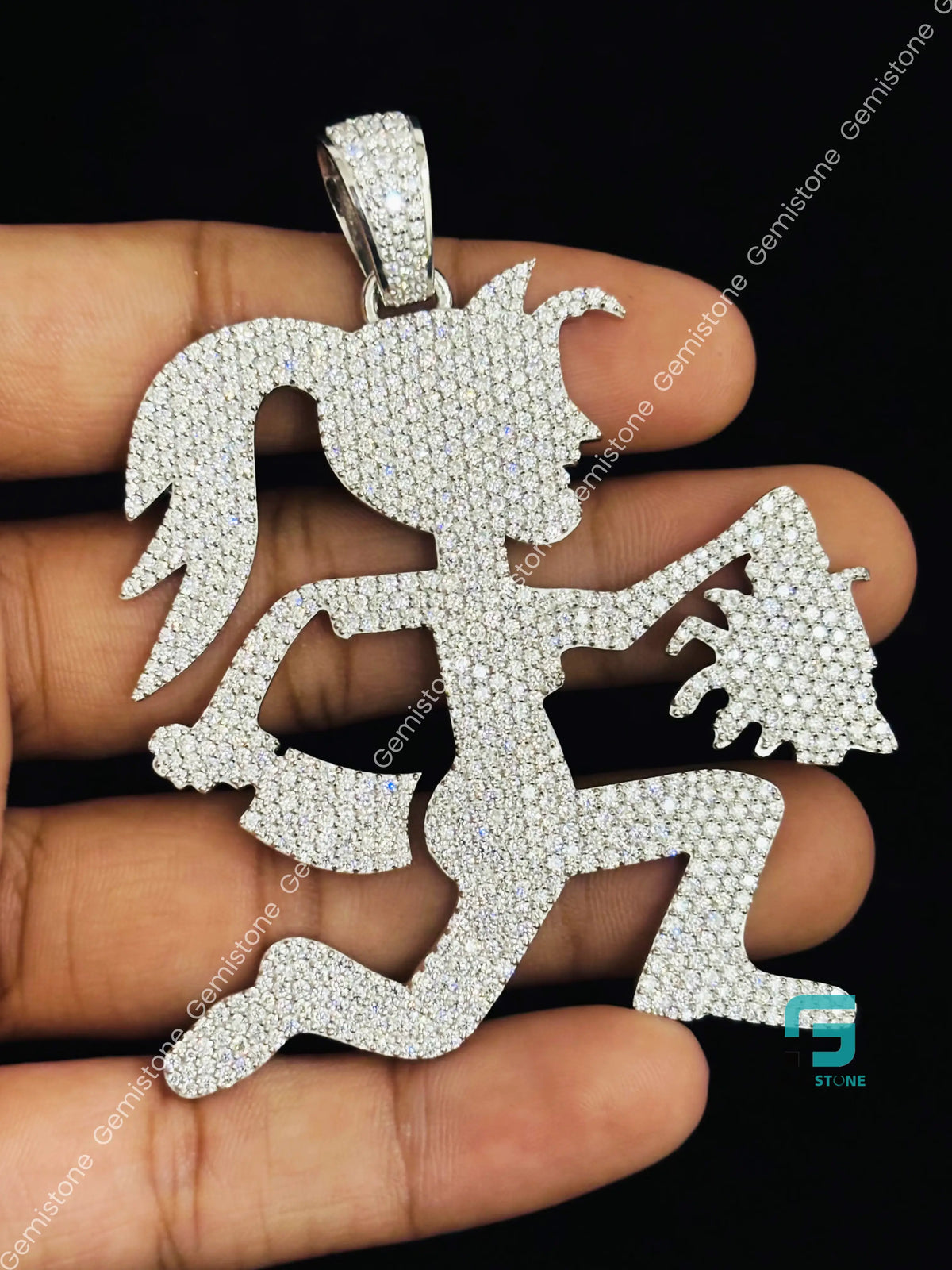 Hatchetgirl Iced Out Boy Head Charm Moissanite Pendant