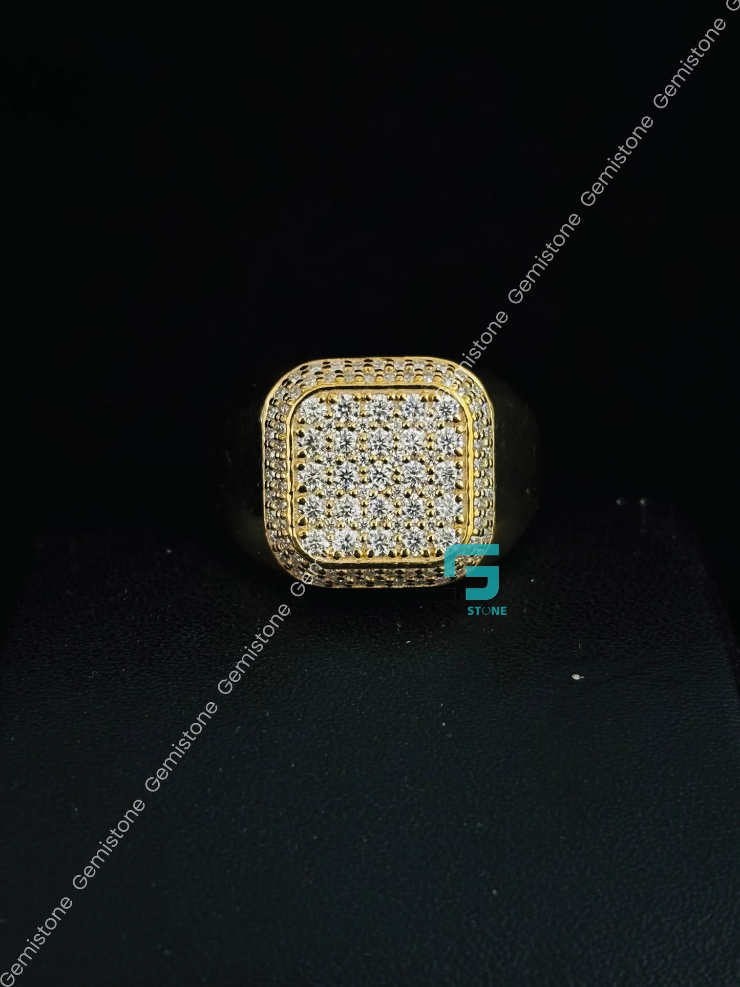 Round Cut Hip Hop Moissanite Signet Ring For Unisex