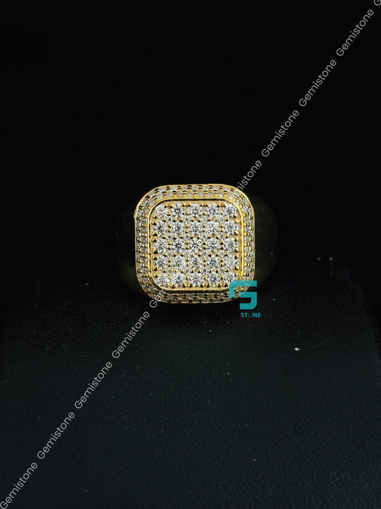Round Cut Hip Hop Moissanite Signet Ring For Unisex