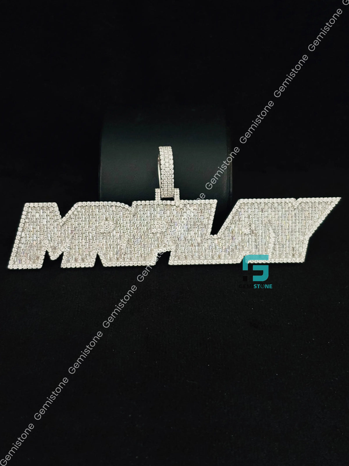 Custom Iced Out MRPLAY Name Moissanite Bust Down Pendant
