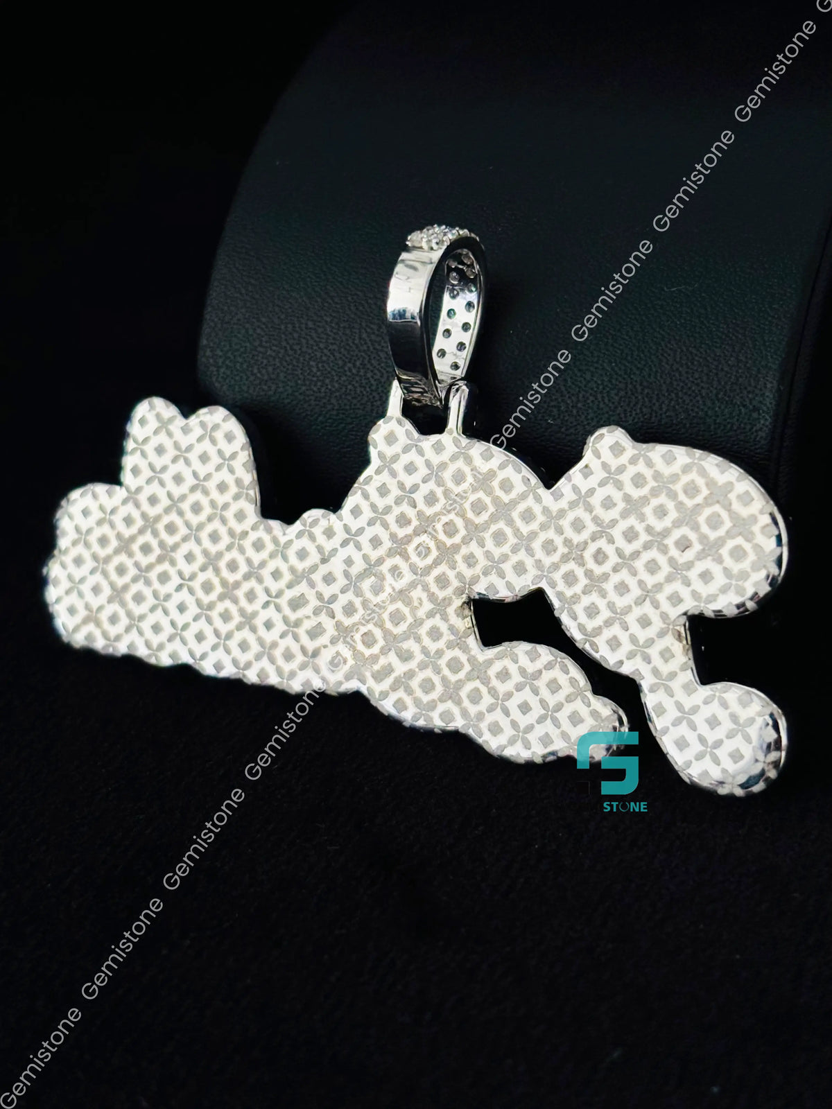 925 Silver Bust Down Moissanite Custom Letter Horizontal Pendant