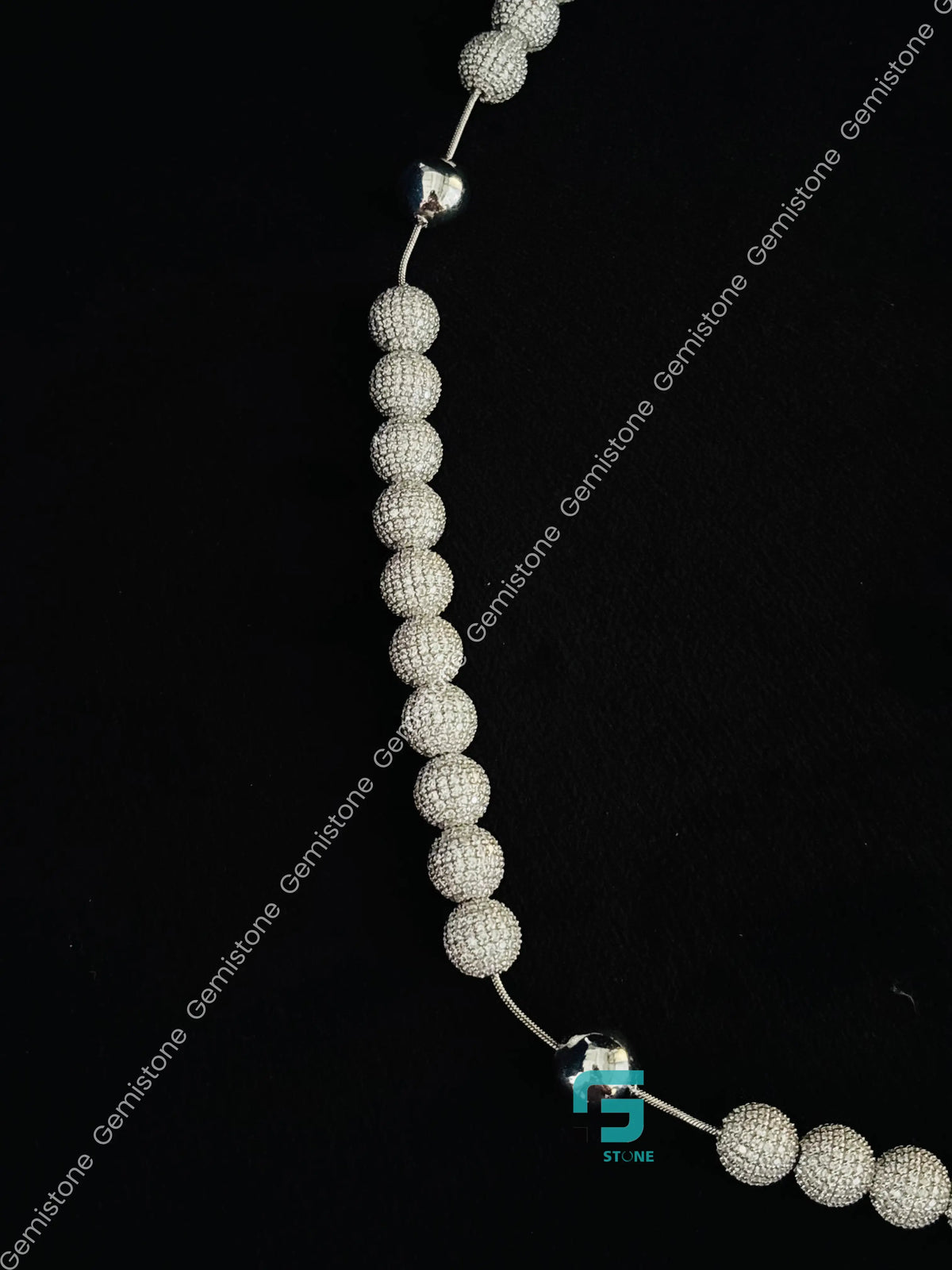Rosary Beads Moissanite Jesus Iced Out Chain in 925 Silver