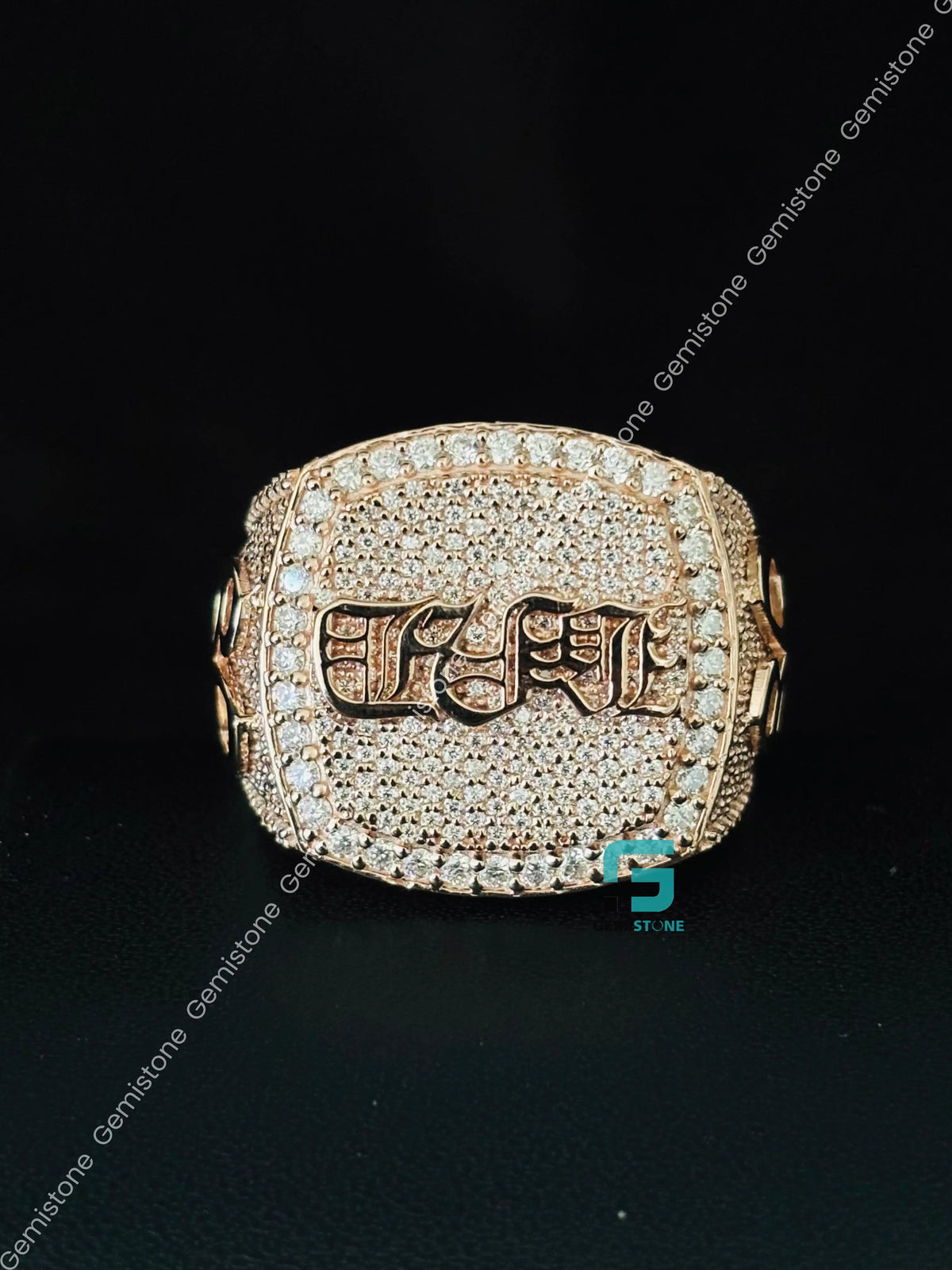 925 Silver Initial Name Moissanite Rappers Ring For Men