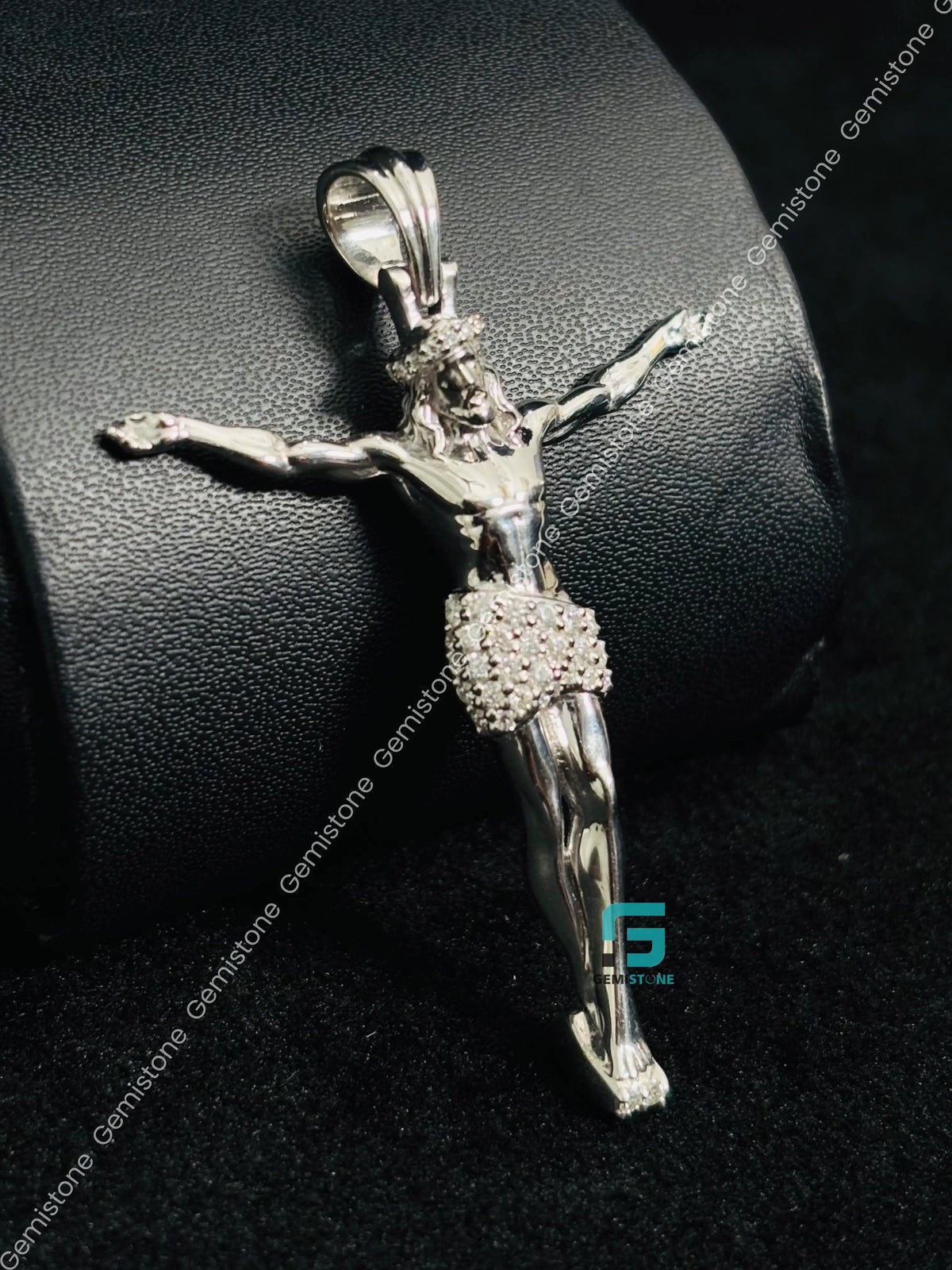 925 Sterling Silver Round Cut Moissanite Jesus Pendant For Unisex