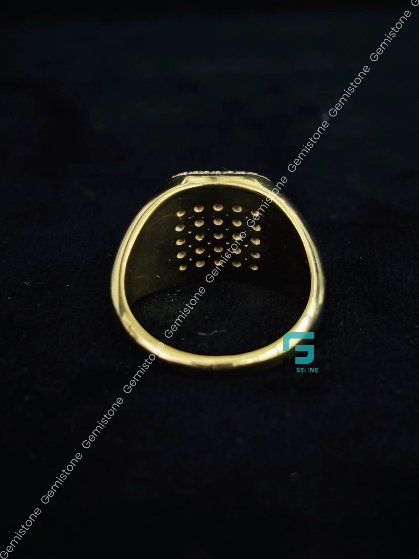 Round Cut Hip Hop Moissanite Signet Ring For Unisex