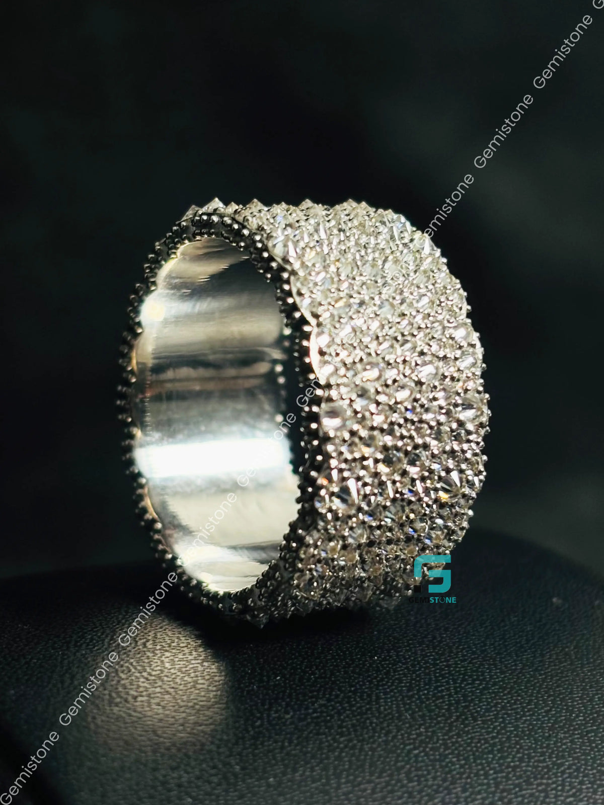 Upside Down Round Cut Moissanite Reverse Diamond Hip Hop Ring